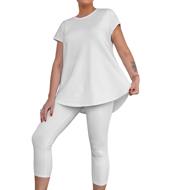 女式打底7分裤圆领套装LTW20325 - 直贡呢-120g/L